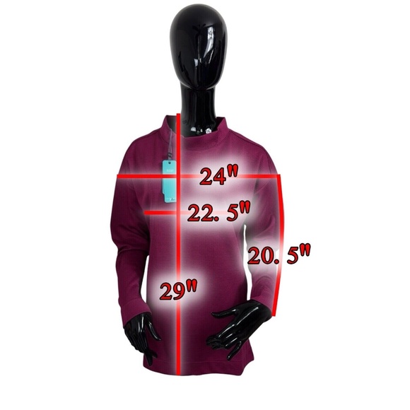 Leveler The Chase Women's Large Burgundy Mock Neck Long Sleeve Ribbed Top - Picture 2 of 15